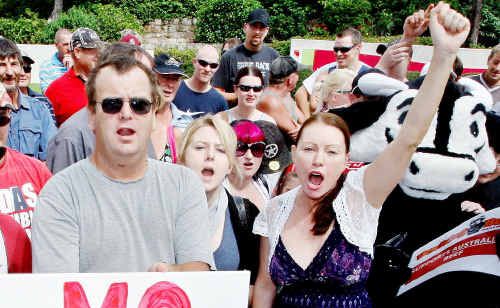 Dr Patricia Petersen (right) organised protests against live exports last year and again earlier this year. 